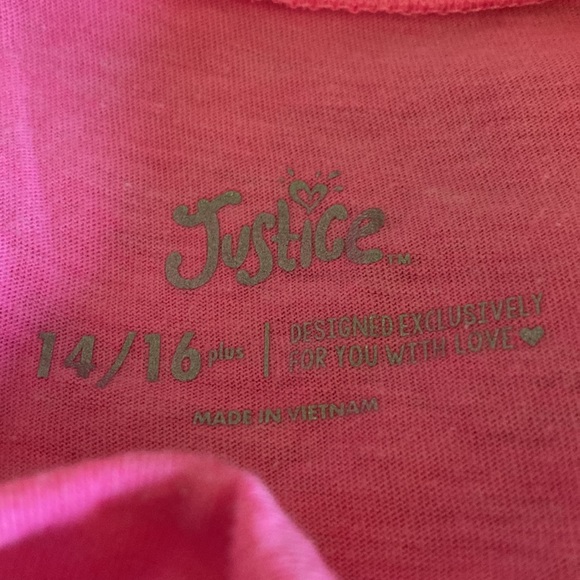 Justice Girls Pink Nom Nom Nom-este T-Shirt | Size 14/16 Plus - Picture 3 of 3